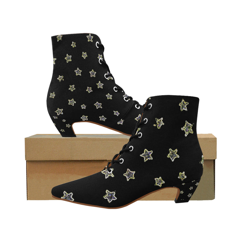 Neon Star ,Chic Low Heel Lace Up Ankle Boots-[stardust]