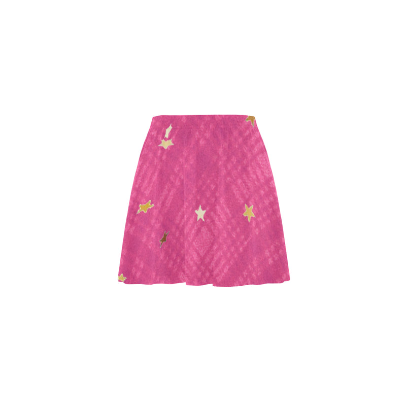 Pink plaids N stars Skater Skirt