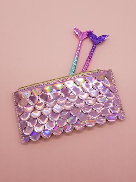 Pink Holographic Scales Pencil Pouch