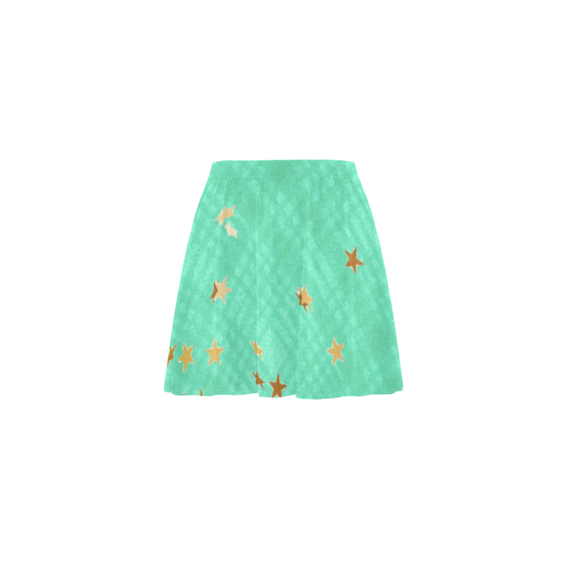 Green plaids N stars Skater Skirt
