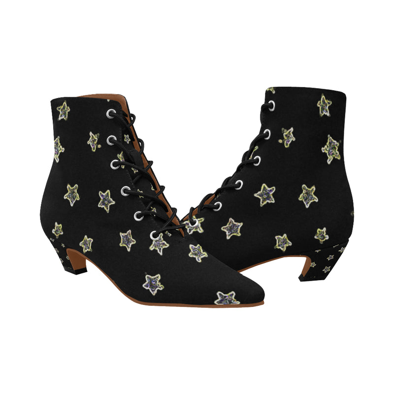 Neon Star ,Chic Low Heel Lace Up Ankle Boots-[stardust]