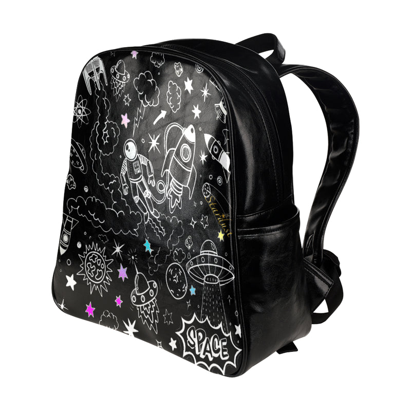 Ultra Galactic , Vegan Leather Multi-pocket Backpack-[stardust]