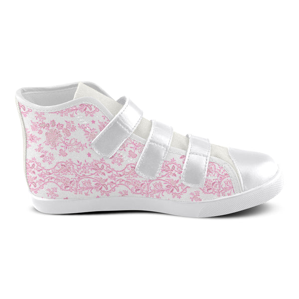 Pink Lace N stars velcro high top shoes