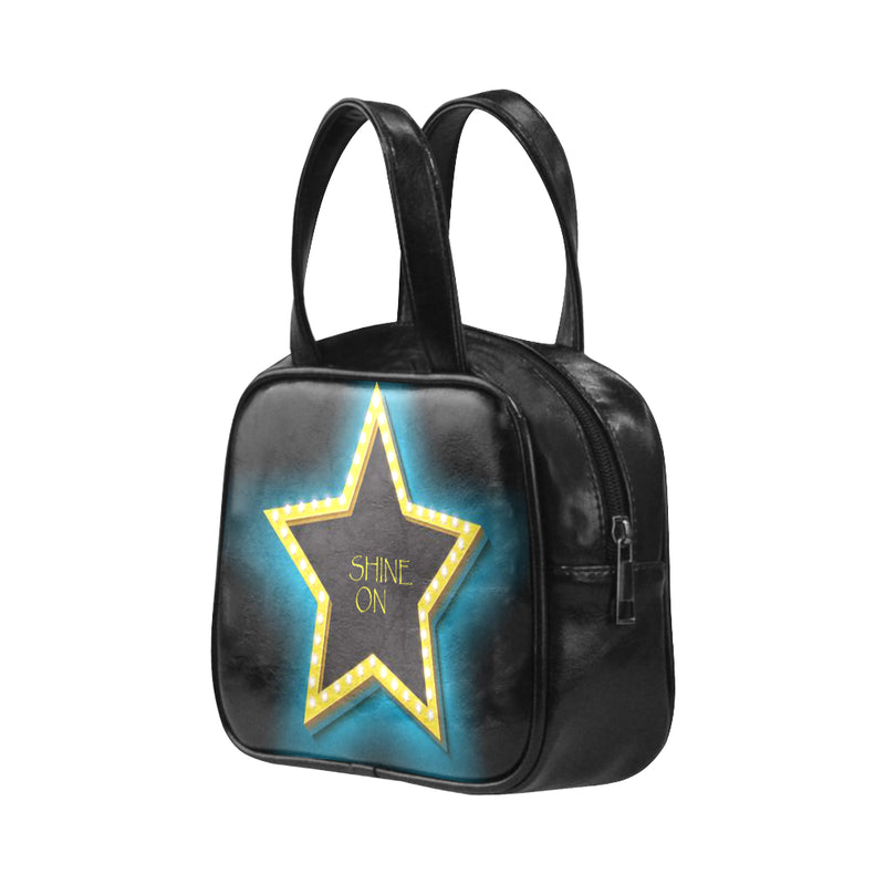 Shine ON ,High-grade Vegan Leather Top Handle Handbag-[stardust]