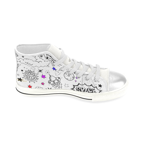 Ultra Galactic, White ,Lace Up ,High Top Shoe-[stardust]
