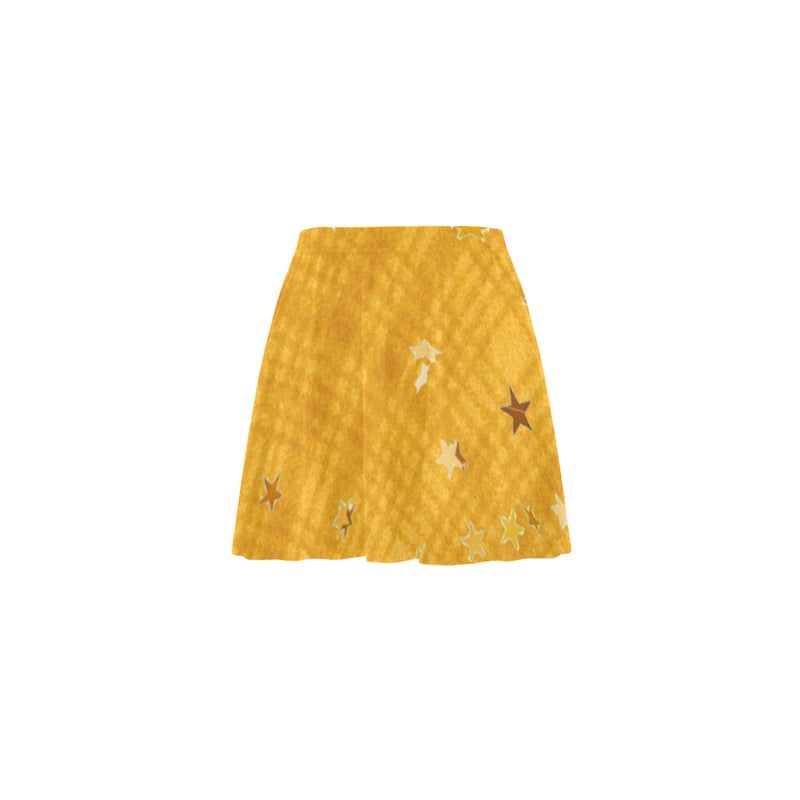 Yellow plaids N stars pattern Skater skirt
