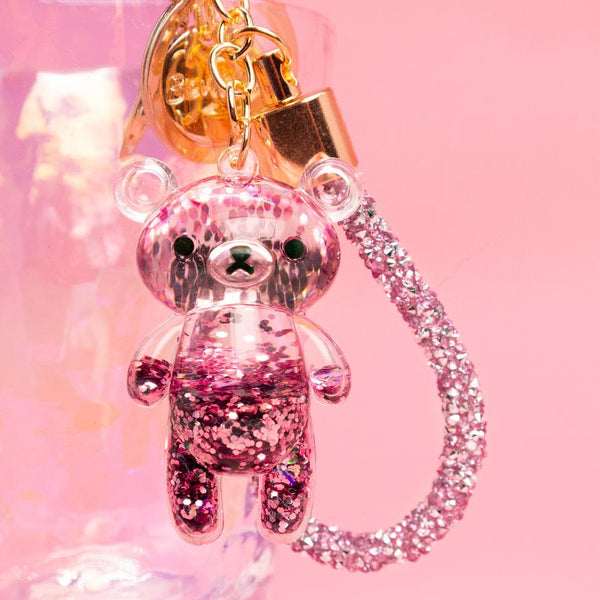 Glitter Bear Keychain - Rose Gold