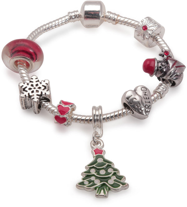 Children's 'Best Friend Christmas Dream' Silver Plated Charm Bracelet by Liberty Charms
