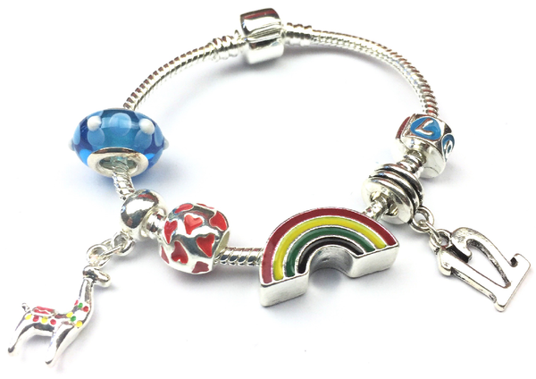 Children's 'Lovely Llama 12th Birthday' Silver Plated Charm Bead Bracelet by Liberty Charms