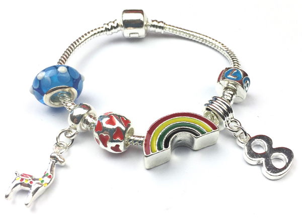 Children's 'Lovely Llama 8th Birthday' Silver Plated Charm Bead Bracelet by Liberty Charms