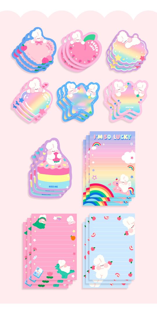 Rainbow Rabbits Memo Sheets