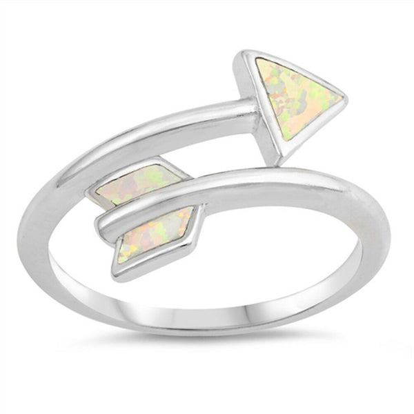 Twisted Silver Opal Arrow Ring-[stardust]