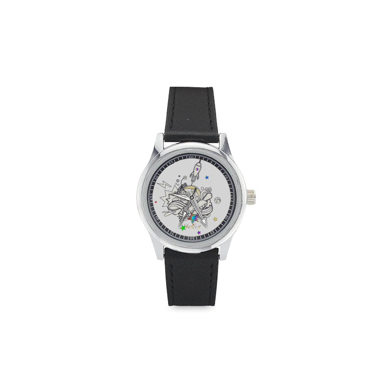 Cosmic ,Elegant Stainless Steel Leather Strap Watch-[stardust]