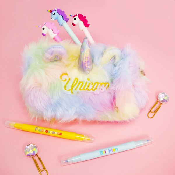 Plush Unicorn Pencil Pouch - Sunshine