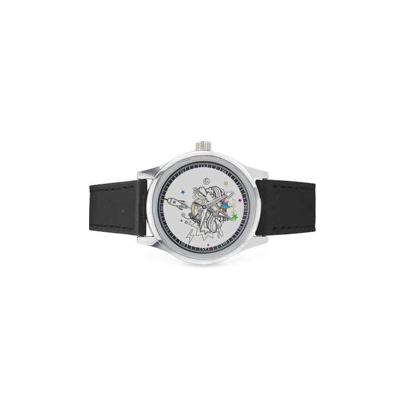 Cosmic ,Elegant Stainless Steel Leather Strap Watch-[stardust]
