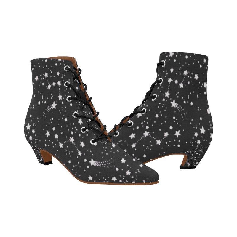 Starry Sky ,Rockstar Chic Low Heel Lace Boots-[stardust]