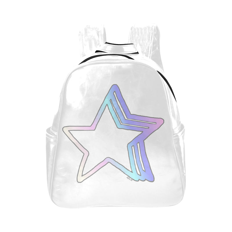Starlight , Vegan Leather Multi-pocket Backpack-[stardust]