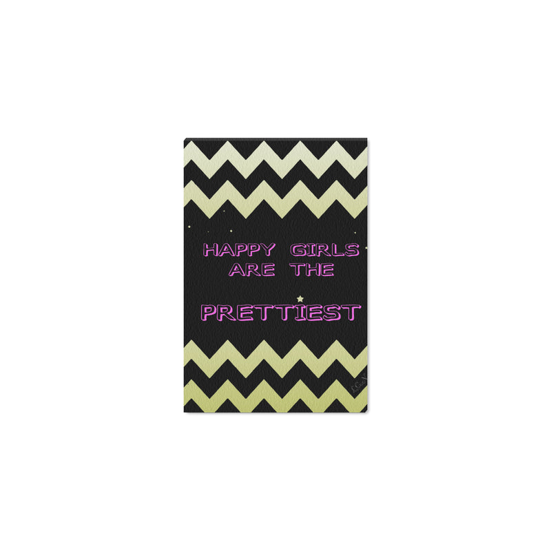 HAPPY GIRLS ARE THE PRETTIEST,Framed Canvas Print 12" x 8"-[stardust]