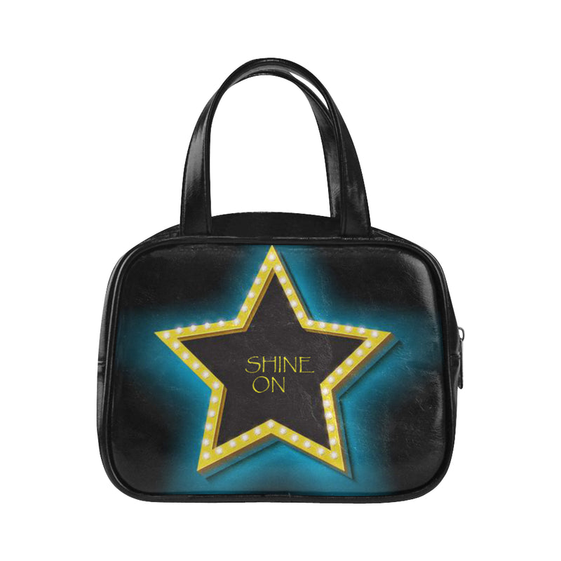 Shine ON ,High-grade Vegan Leather Top Handle Handbag-[stardust]