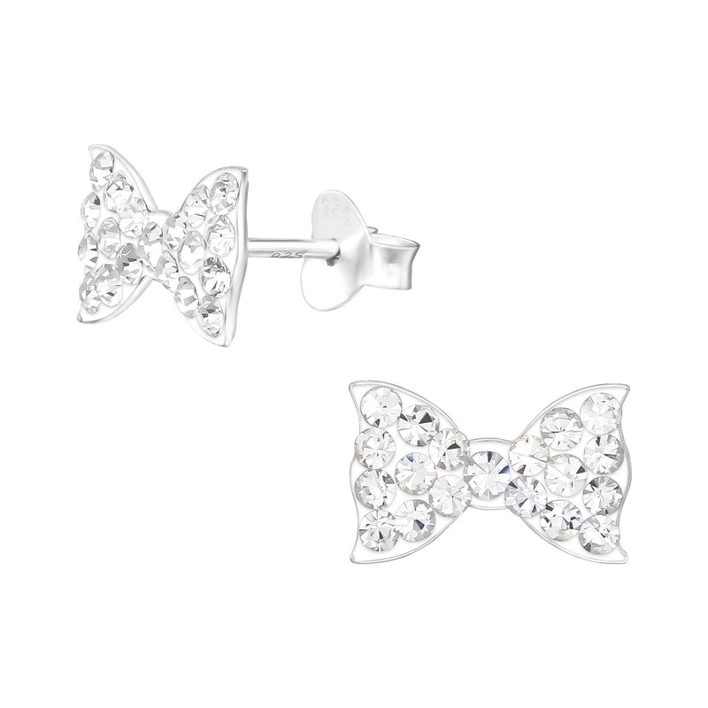 Children's Sterling Silver Crystal Bow Stud Earrings by Liberty Charms