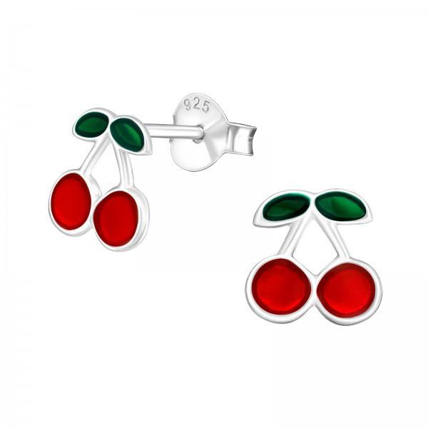 Children's Sterling Silver 'Cherry' Stud Earrings by Liberty Charms