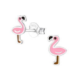 Children's Sterling Silver Flamingo Stud Earrings by Liberty Charms