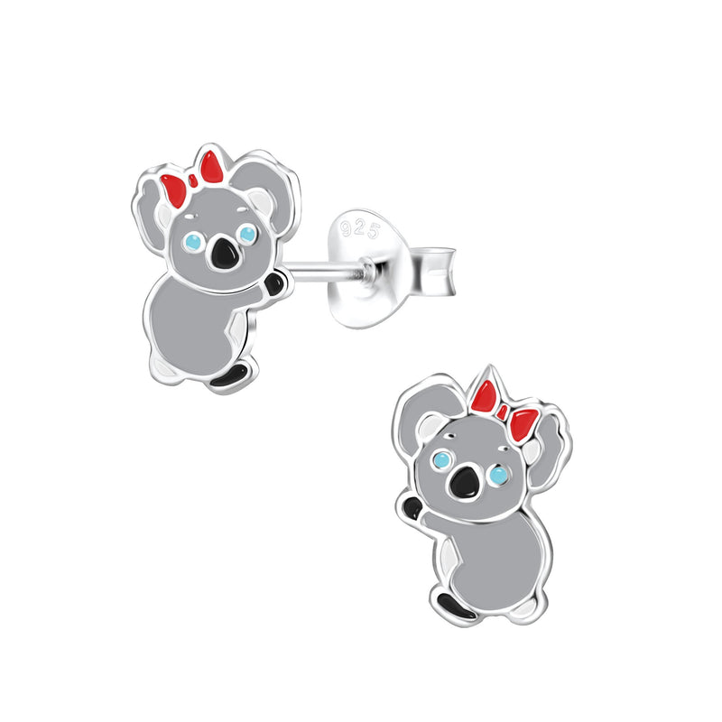 Children's Sterling Silver 'Koala Bear Girl' Stud Earrings by Liberty Charms