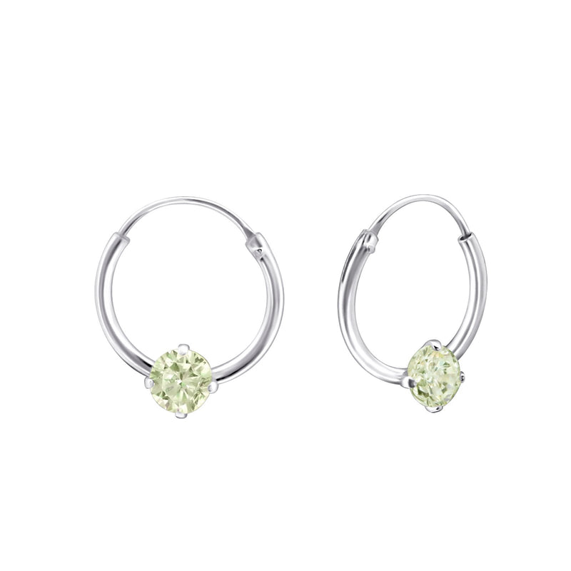 Children's Sterling Silver 'August Birthstone' Hoop Earrings by Liberty Charms
