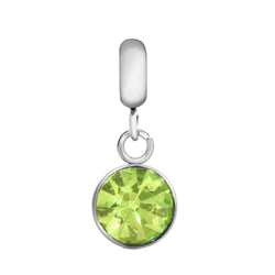 Children's 'August Birthstone' Peridot Coloured Crystal Drop Charm by Liberty Charms