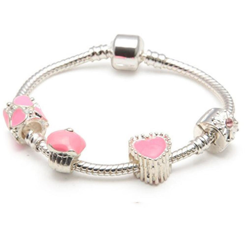 Children's 'Love and Kisses' Silver Plated Charm Bead Bracelet by Liberty Charms