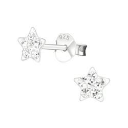 Children's Sterling Silver 'Crystal Star' Stud Earrings by Liberty Charms