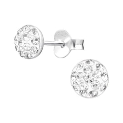 Children's Sterling Silver Round Stud Earrings with Diamante Crystals by Liberty Charms