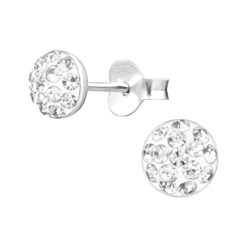 Children's Sterling Silver Round Stud Earrings with Diamante Crystals by Liberty Charms