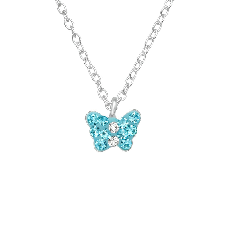 Children's Sterling Silver Blue Crystal Butterfly Pendant Necklace by Liberty Charms