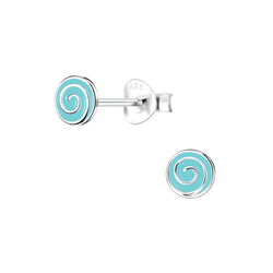 Children's Sterling Silver 'Blue Sweetie Swirl' Stud Earrings by Liberty Charms