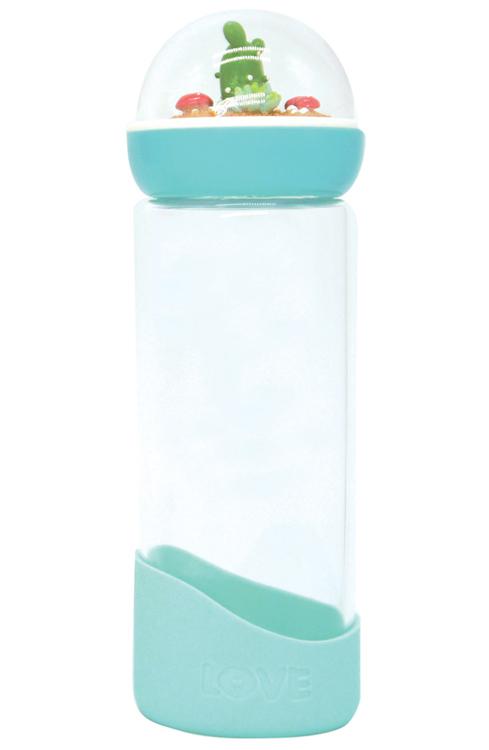 Cactus Glass Water Bottle - Blue