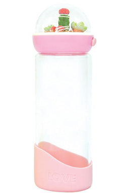 Cactus Glass Water Bottle - Pink