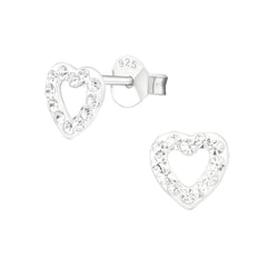 Children's Sterling Silver 'Crystal Clear Love Heart' Stud Earrings by Liberty Charms