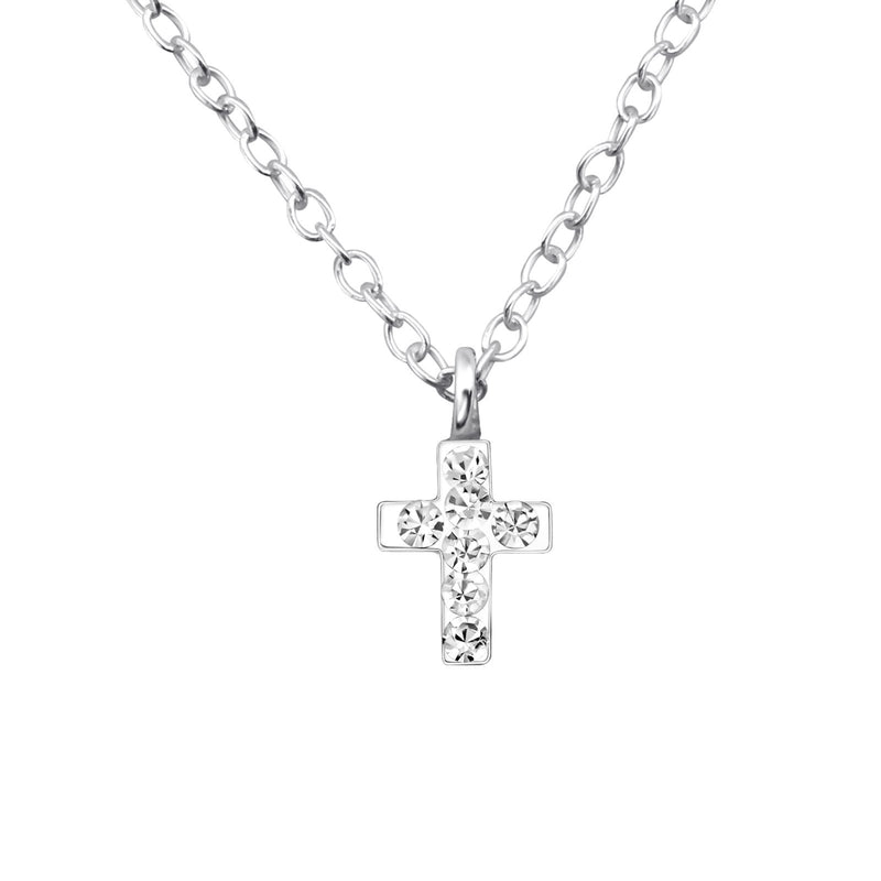 Children's Sterling Silver Crystal Cross Necklace by Liberty Charms