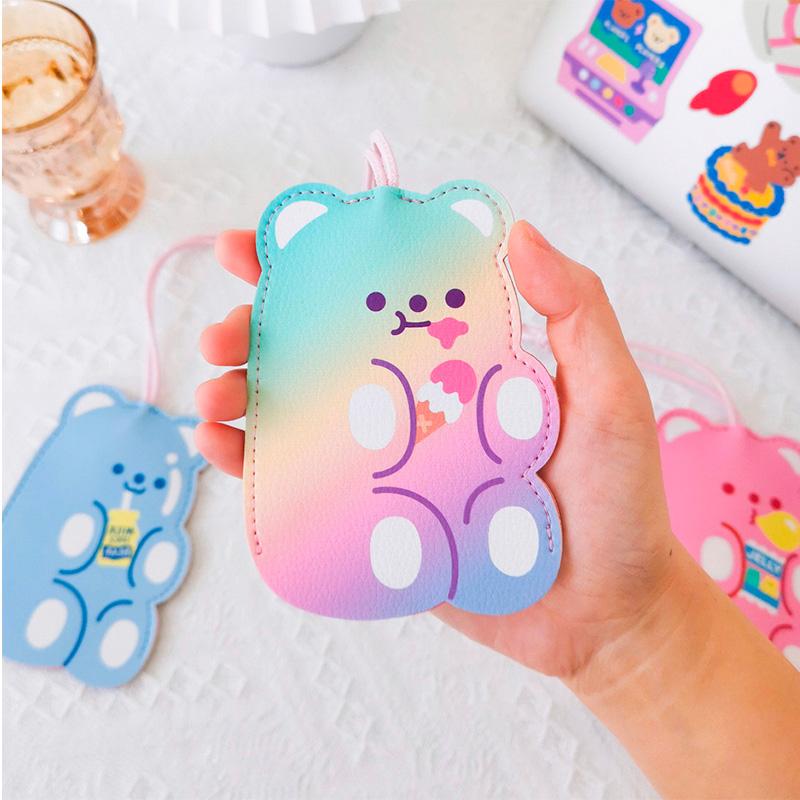 Cute Bear Keychain - Rainbow Ice Cream