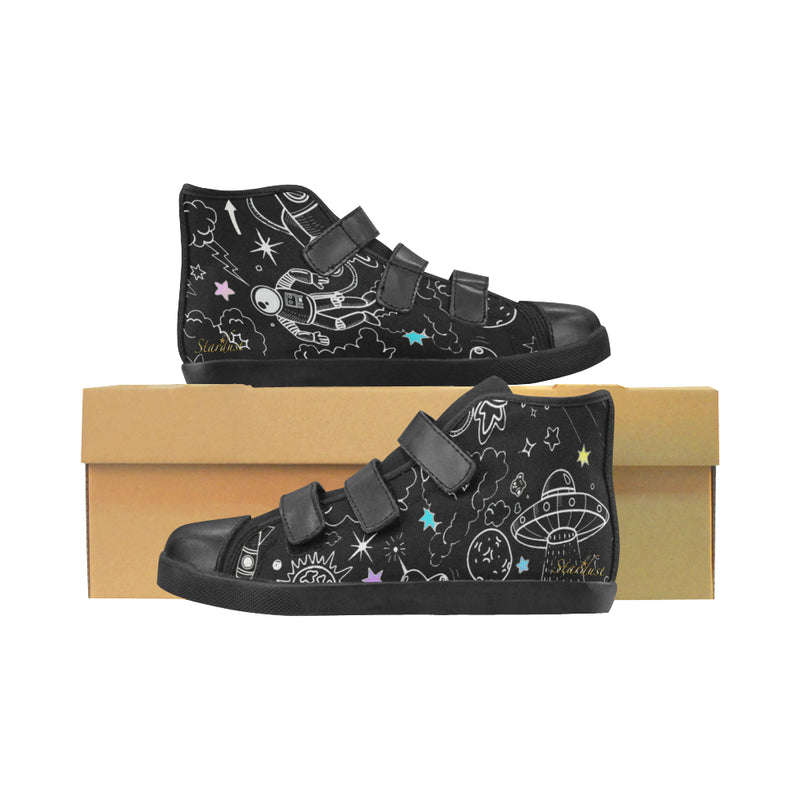 Ultra Galactic, Black High Top Velcro Shoes-[stardust]