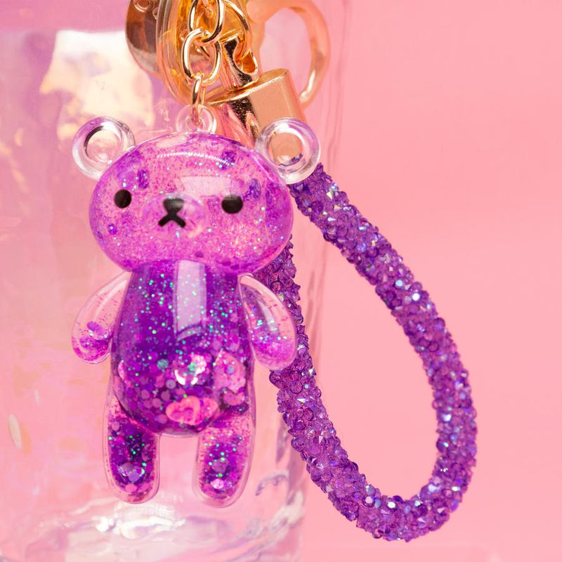 Glitter Bear Keychain - Purple