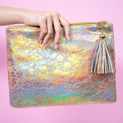 Holographic Makeup Large Pouch Rose Gold