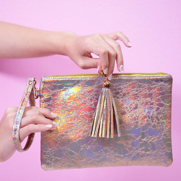 Holographic Makeup Pouch Small Rose Gold