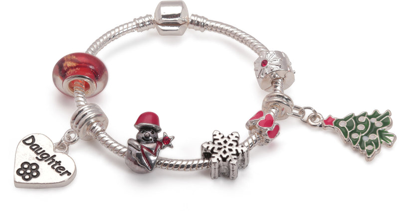 Adult's Teenagers 'Daughter Christmas Dream' Silver Plated Charm Bracelet by Liberty Charms