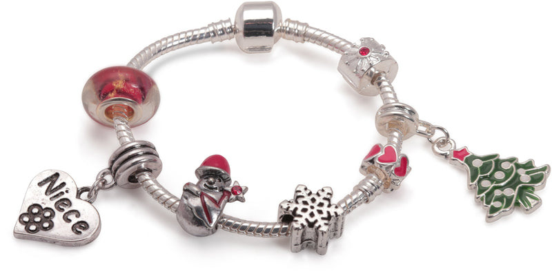 Children's 'Niece Christmas Dream' Silver Plated Charm Bracelet by Liberty Charms