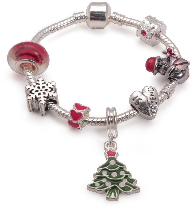 Adult's Teenagers 'Best Friend Christmas Dream' Silver Plated Charm Bracelet by Liberty Charms