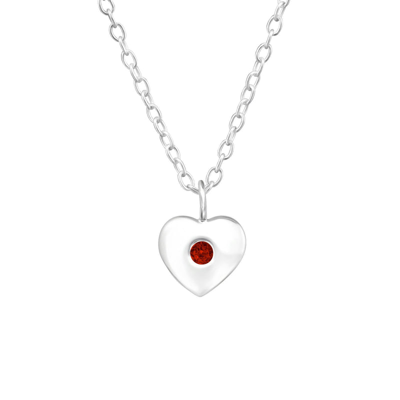 Children's Sterling Silver 'January Birthstone' Heart Necklace by Liberty Charms