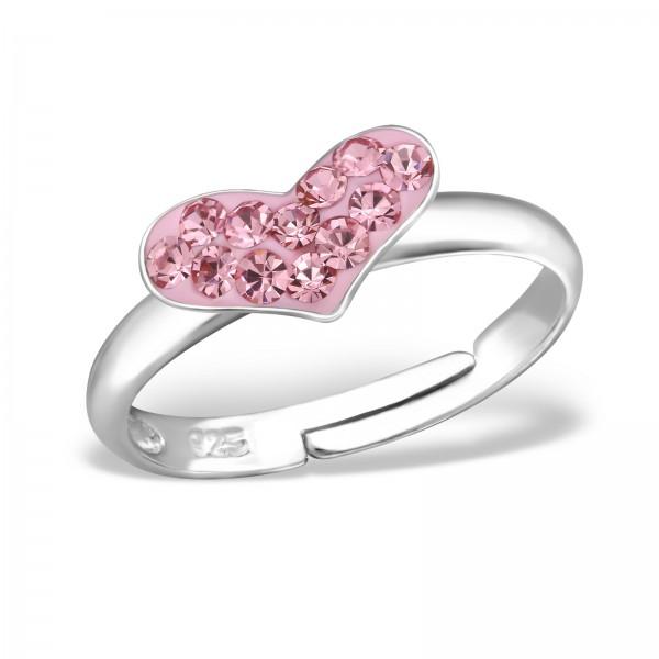 Children's Sterling Silver Adjustable Sparkle Pink Heart Ring by Liberty Charms