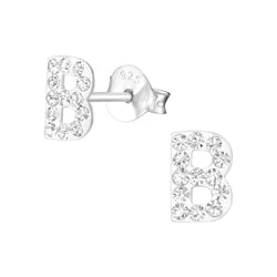 Children's Sterling Silver 'Letter B' Crystal Stud Earrings by Liberty Charms